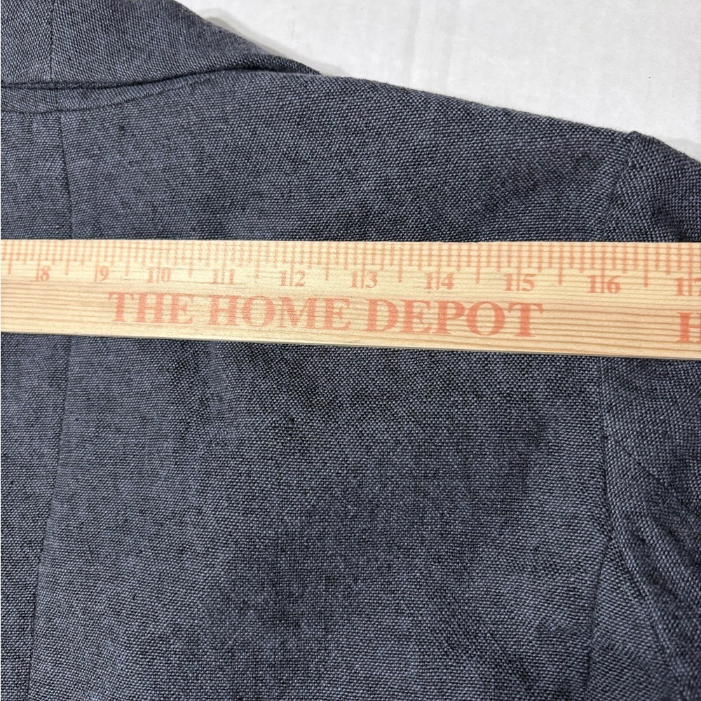 Pomandere Linen Blend Boxy Womans Blazer Single Button Patch Pockets 3/4 Sleeves - Picture 16 of 16
